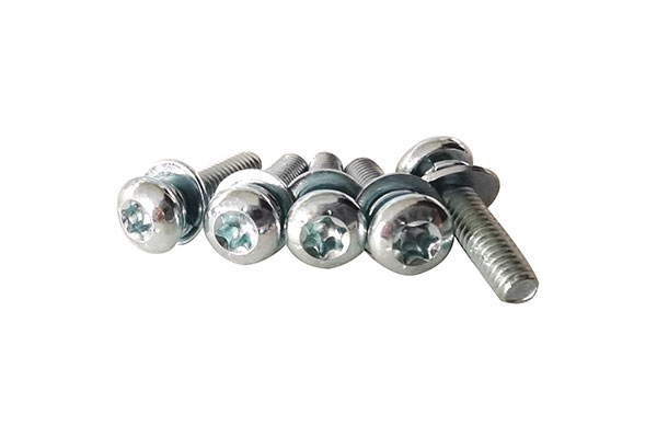 Triple combination bolt with plum blossom pan head